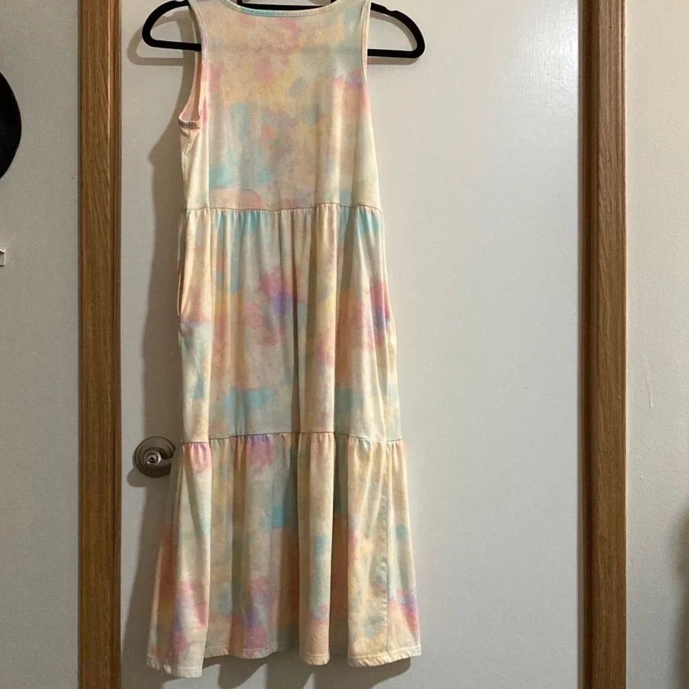 wonder nation Pastel Tie-Dye Tiered Sleeveless Dress - Cream, Pink, Blue